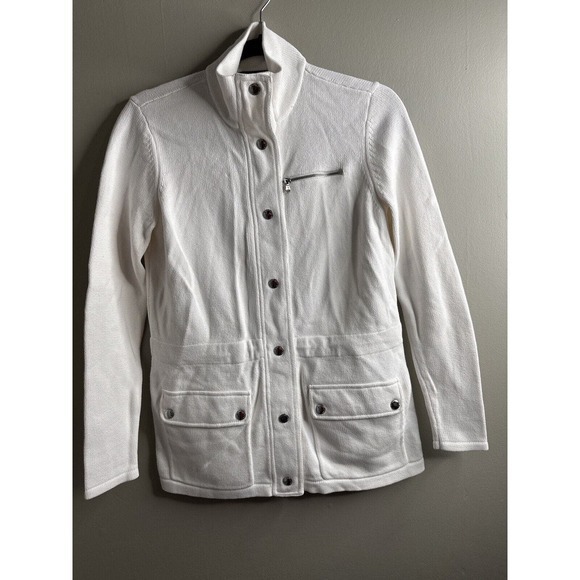 Lauren Ralph Lauren Petite Jacket Women's Size P/P White Button Down Zip Pocket - Picture 1 of 16